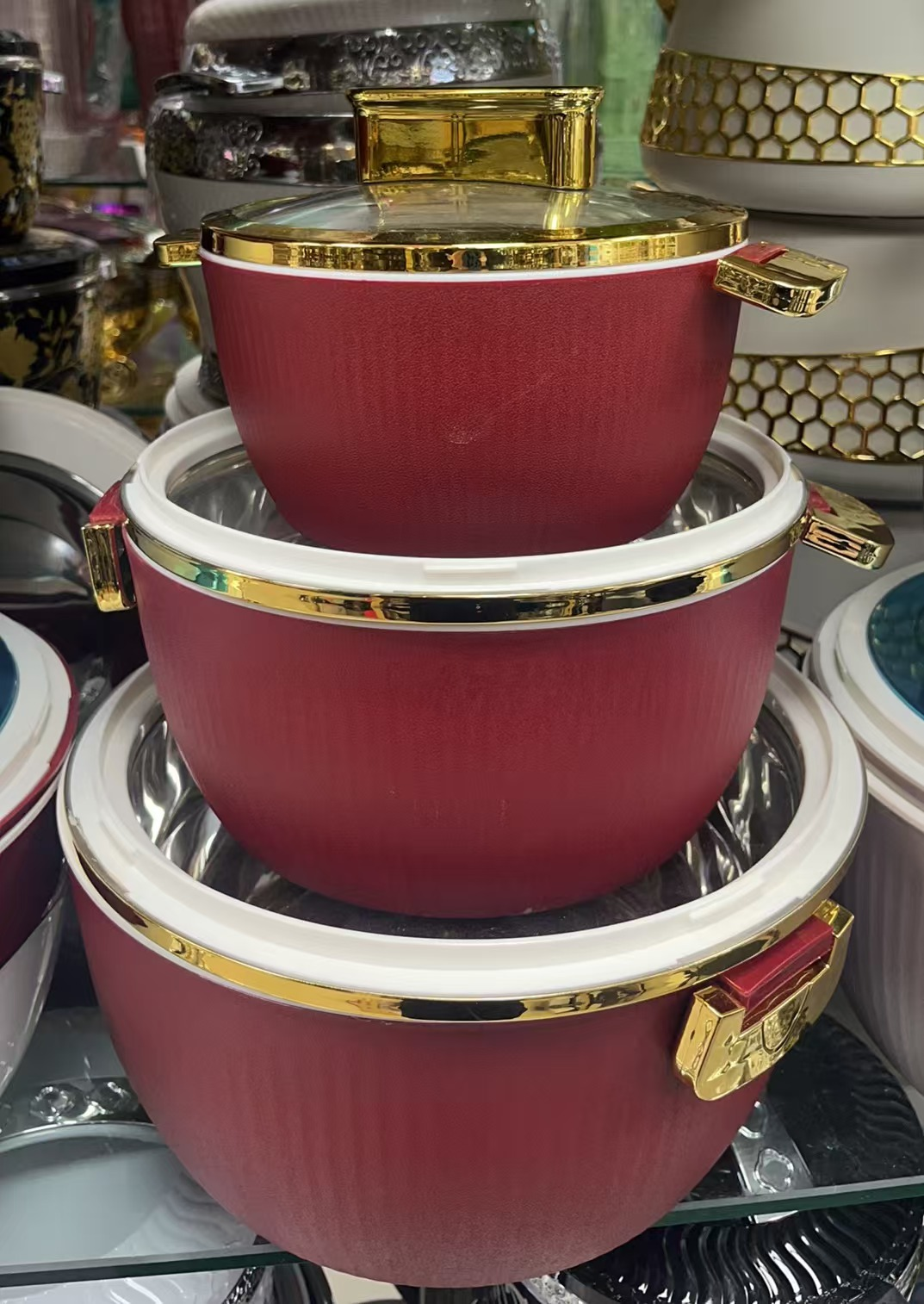 Stainless Steel Food Warmer - Red